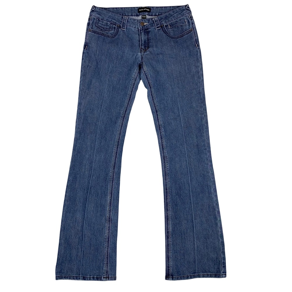 Alloy Apparel Mid Rise Embroidered Bootcut Jeans Women 10x35 Blue Tall
